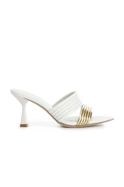 ciabatta bicolor con listini imbottiti panna/oro