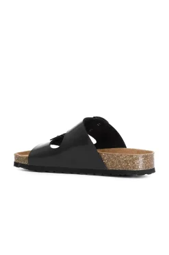 ciabatta donna in vernice nero