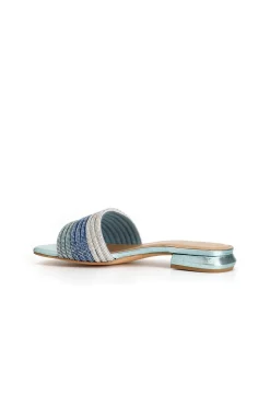 ciabatta effetto laminato con strass azzurro