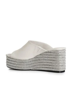 ciabatta in nappa con zeppa strass panna