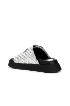 ciabatte con doppia fibbia in pelle intrecciata