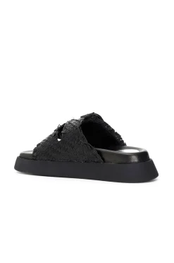 ciabatte con doppia fibbia in pelle intrecciata