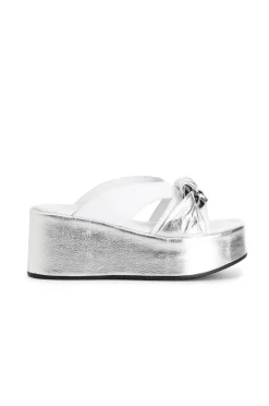 ciabatte in pelle con catena multi argento