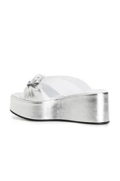 ciabatte in pelle con catena multi argento