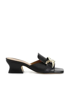 ciabatte in pelle con catena nero