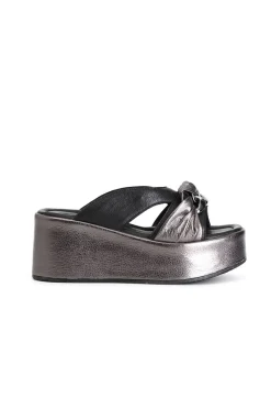 ciabatte in pelle con catena multi antracite