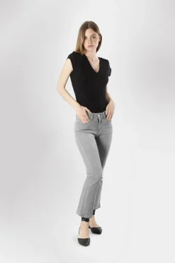 cropped flare jeans virna in tela superstretch light grey
