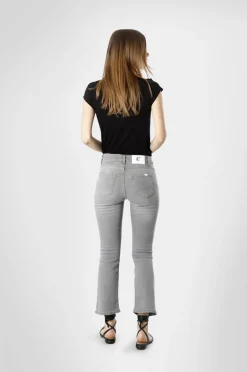 cropped flare jeans virna in tela superstretch light grey