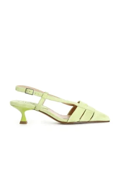 décolleté due fasce in pelle scamosciata con laccio dietro verde