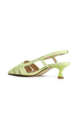 décolleté due fasce in pelle scamosciata con laccio dietro verde