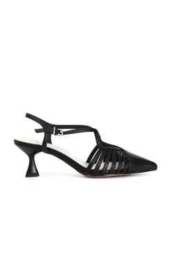 décolleté in nappa con incrocio nero