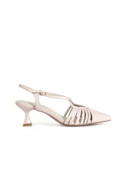 décolleté in nappa con incrocio cipria