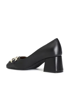 décolleté in pelle con morsetto tacco 60 mm nero