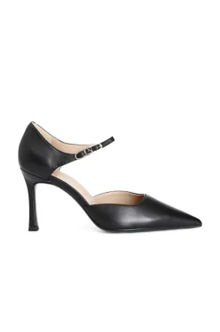 décolleté spezzata in pelle con fibbia nero