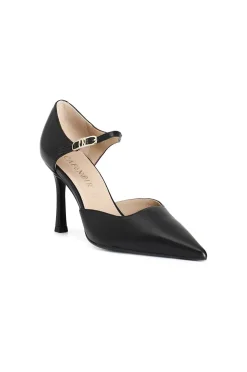 décolleté spezzata in pelle con fibbia nero