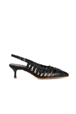 dècollète tacco medio total black con fasce laterali nero