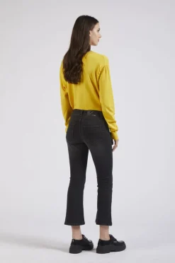 denim cropped flare grigio