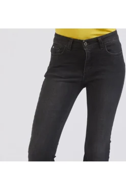 denim cropped flare grigio