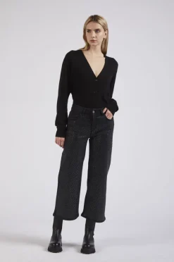 denim culotte con stras nero/nero