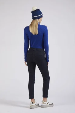 denim tipo leggings vita elasticata indaco
