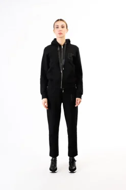 felpa full zip con logo nero
