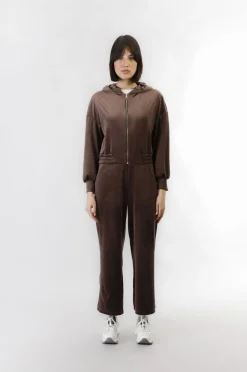 felpa full zip in ciniglia fondente