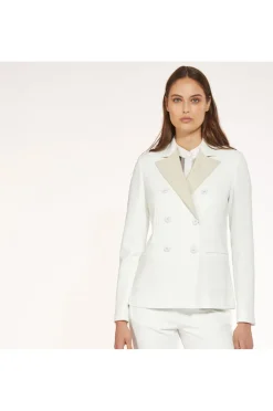 giacca doppiopetto con rever a contrasto