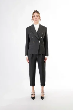 giacca doppiopetto elasticizzata fumo