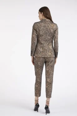 giacca doppiopetto in tessuto jacquard con dettagli in raso