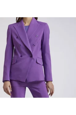 giacca doppiopetto tessuto bielastico viola