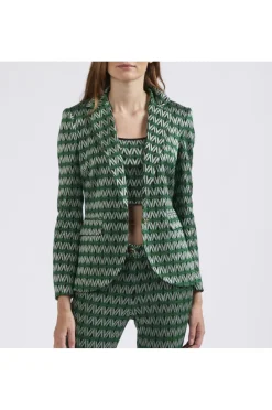 giacca jacquard monopetto rombo multiverde