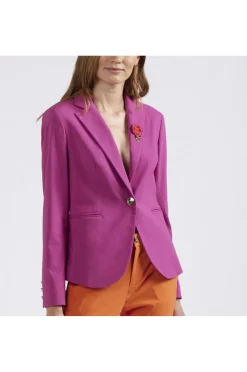giacca monopetto tessuto superstretch fuxia