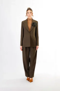 giacca monopetto tessuto bistretch fango