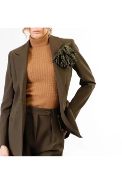 giacca monopetto tessuto bistretch fango