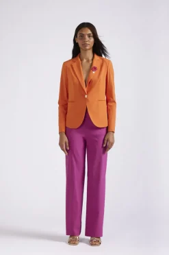 giacca monopetto tessuto superstretch arancio