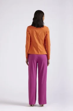 giacca monopetto tessuto superstretch arancio