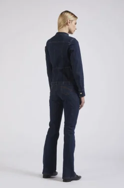 giacca slim in denim blu medio scuro