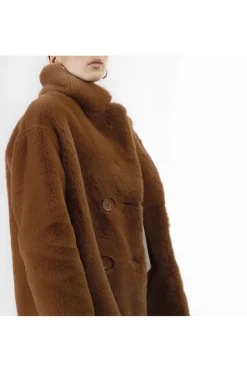 giaccone doppiopetto similpelliccia caramello