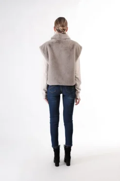 gilet in similpelliccia cenere
