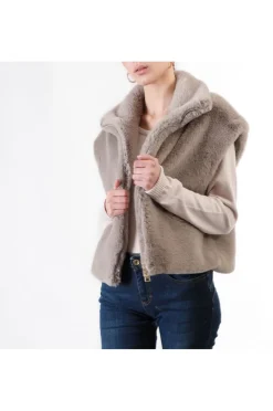 gilet in similpelliccia cenere
