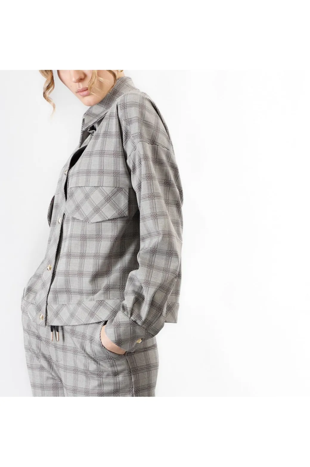 giubbino tipo bomber tessuto elasticizzato principe di galles