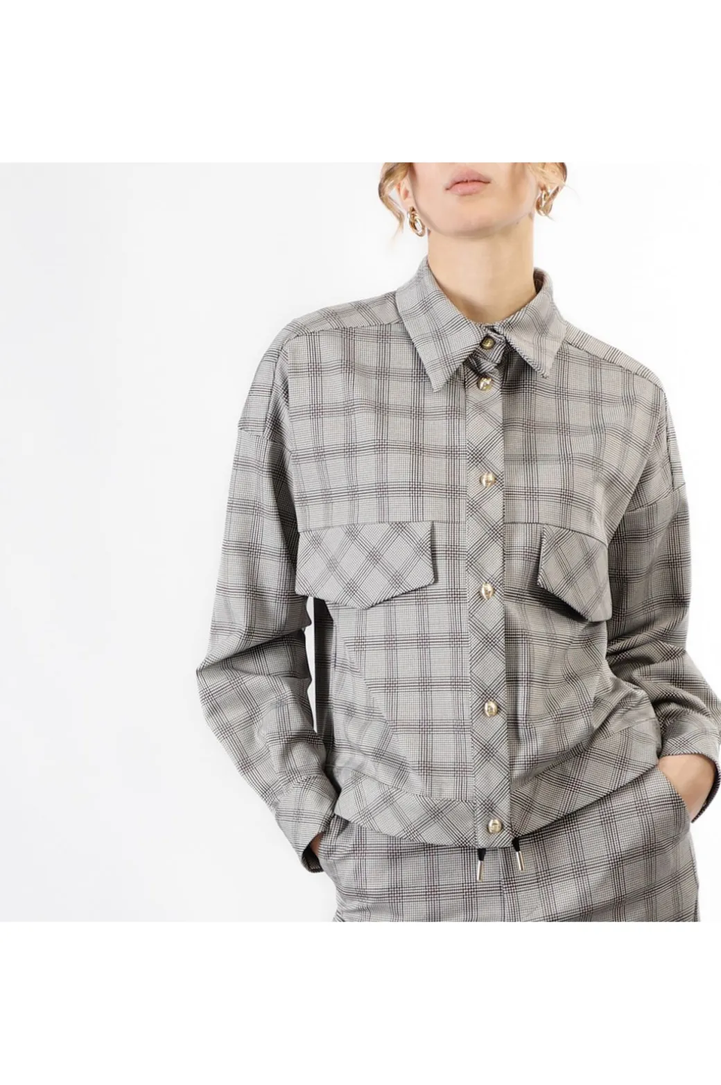 giubbino tipo bomber tessuto elasticizzato principe di galles