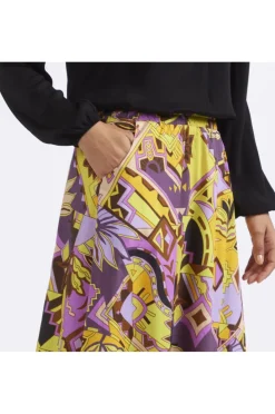 gonna con elastico in tessuto stampato etnica multicolor