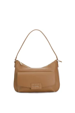 hobo in materiale granoso ed effetto suede sul quadrante davanti, dettaglio nodi cuoio