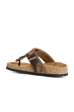 infradito modello ciabatta in sughero e strass degradè multi marrone