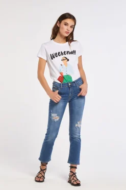 jeans audrey slim con abrasioni blu medio