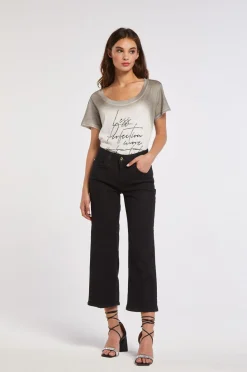 jeans culotte greta in tela denim superstretch nero