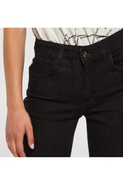 jeans culotte greta in tela denim superstretch nero