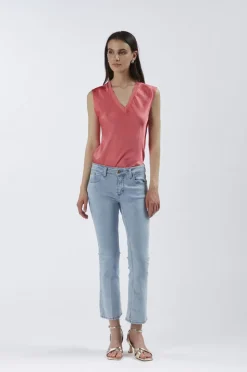 jeans denim cropped flare super stretch bleach