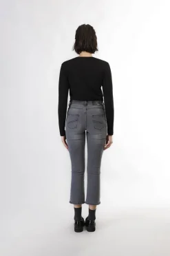 jeans denim cropped flare grigio